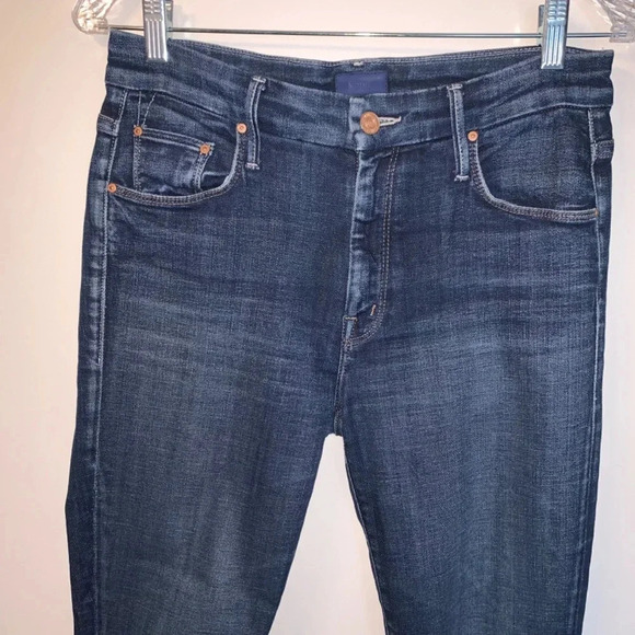 Mother The  Looker Ankle Step Fray Dark Wash 27 - Picture 11 of 13